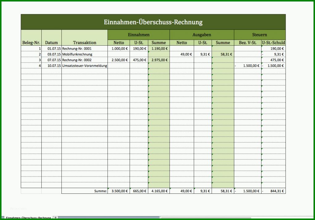 Großartig Einnahmen Ausgaben Rechnung Excel Vorlage 1271x888