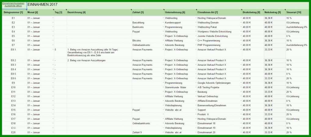 Singular Einnahmen Ausgaben Tabelle Vorlage 1400x617