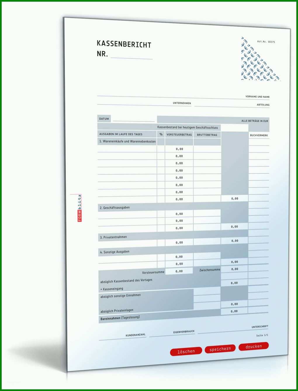 Am Beliebtesten Kassenbericht Pdf Vorlage 1600x2100