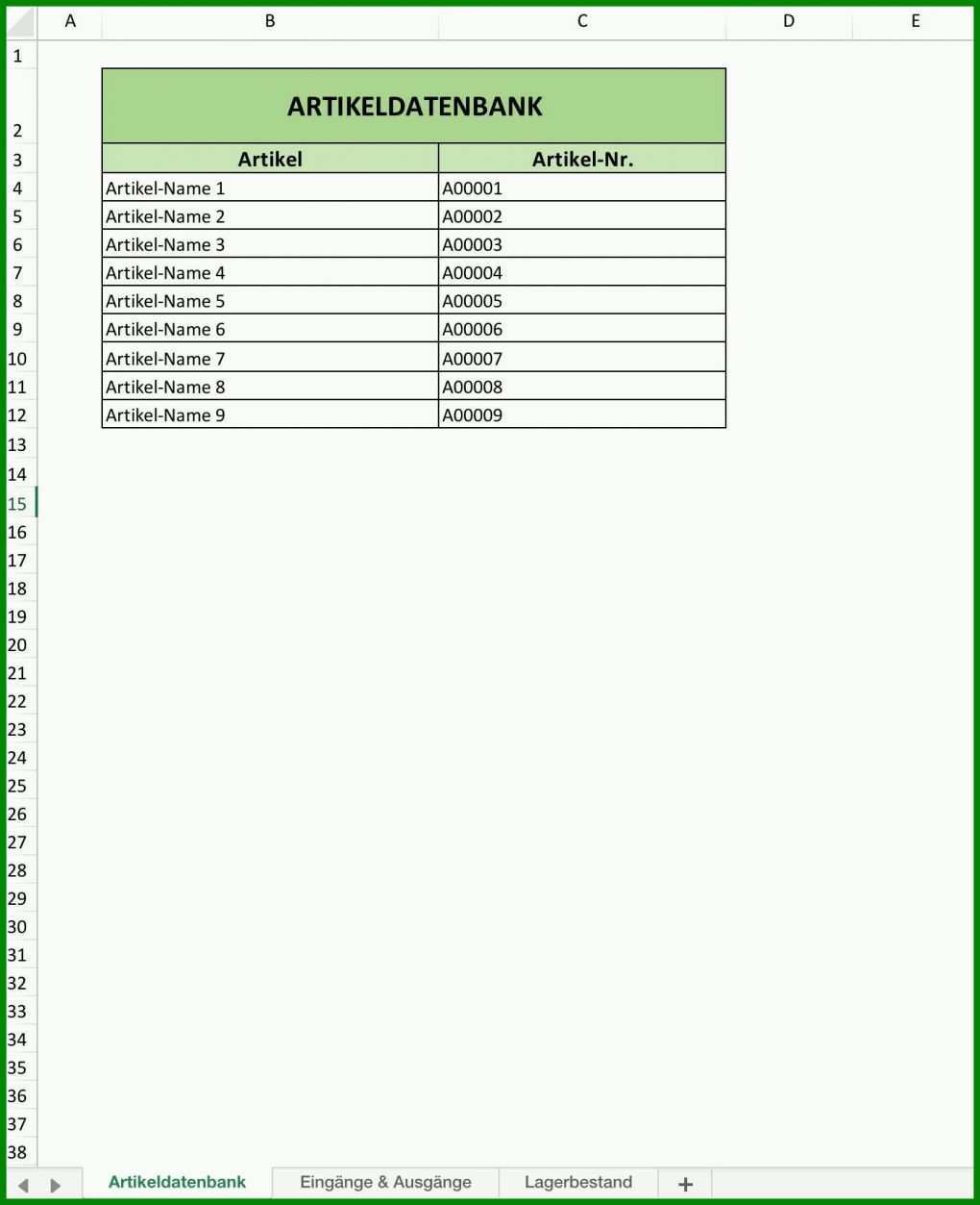 Staffelung Lagerbestandsliste Excel Vorlage 1392x1710