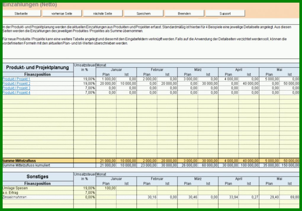 Faszinierend Liquiditätsplanung Excel Vorlage 1034x721