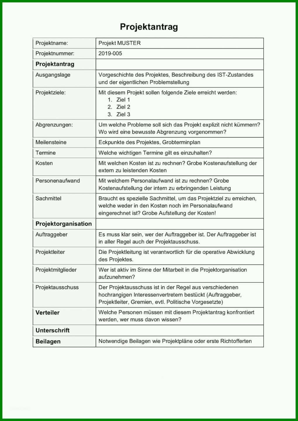 Tolle Projektantrag Vorlage 1116x1578