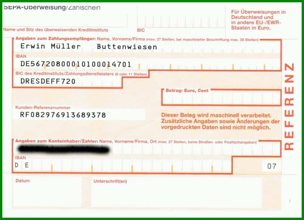 Angepasst Sepa überweisung Vorlage Kostenlos 1195x866