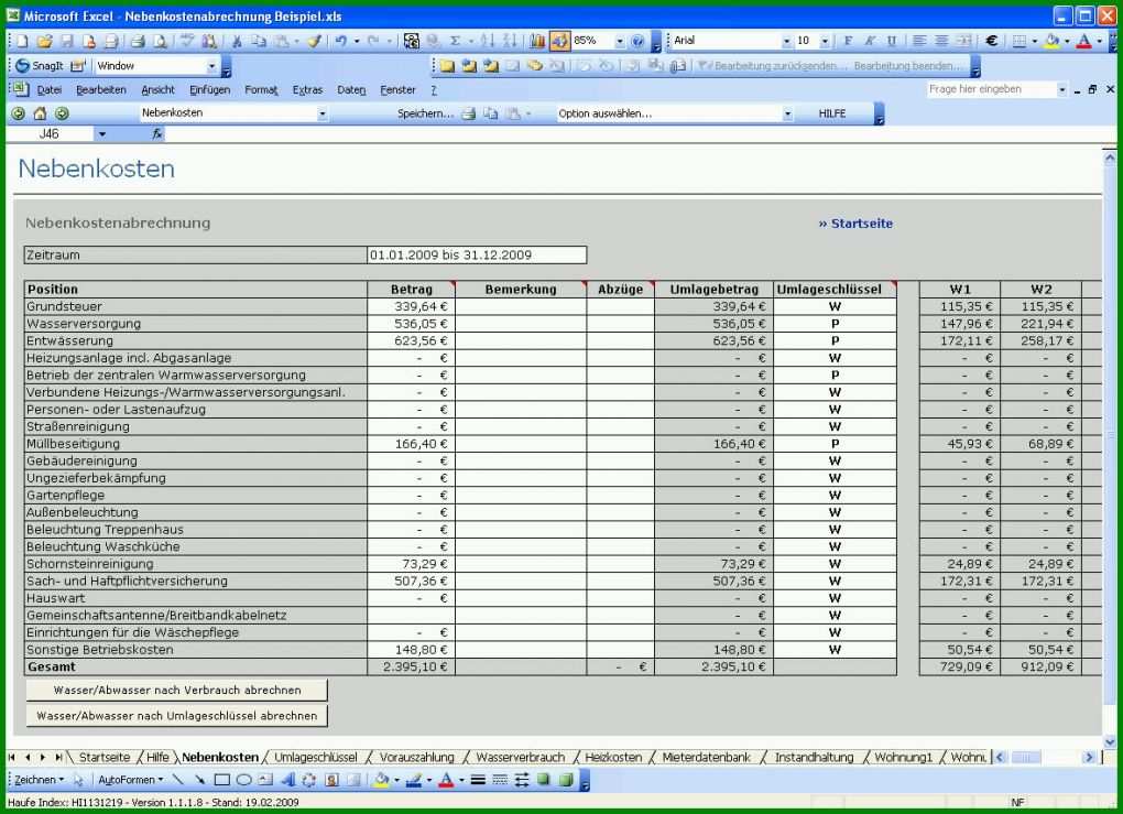 Größte Nebenkostenabrechnung Erstellen Excel Vorlage 1178x854