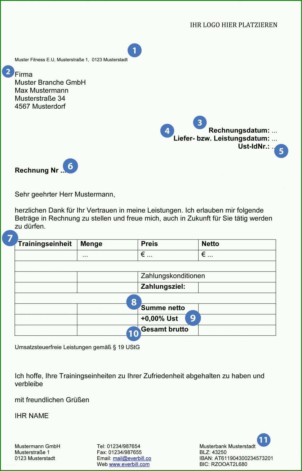 Spektakulär Rechnung Kleinunternehmer Vorlage Word 2172x3388