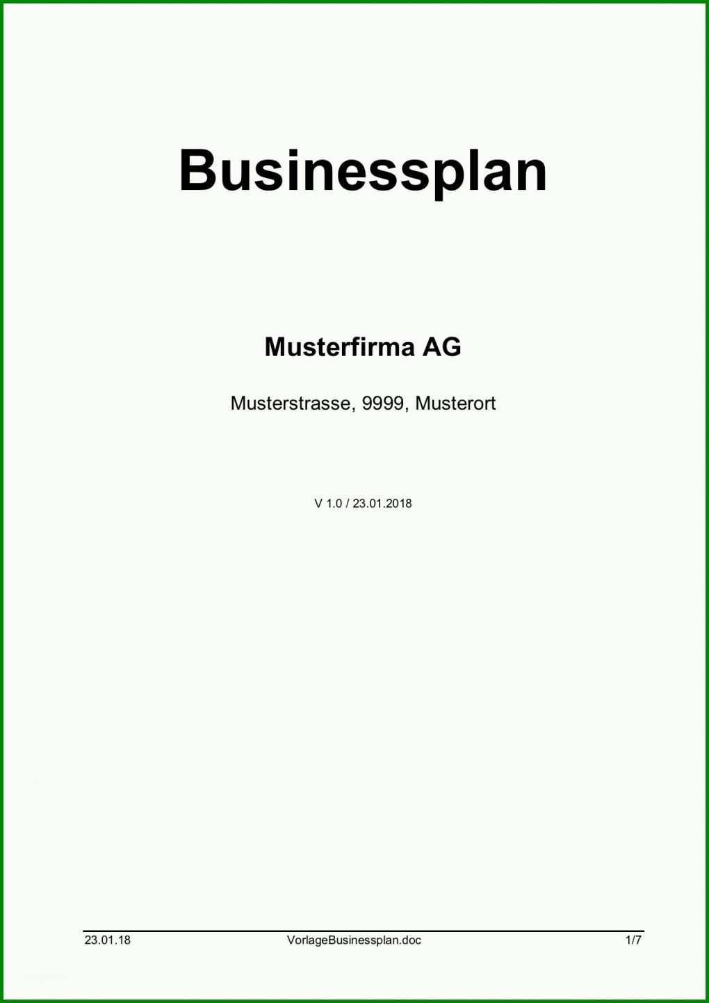 Bestbewertet Businessplan Vorlage Word 1240x1753