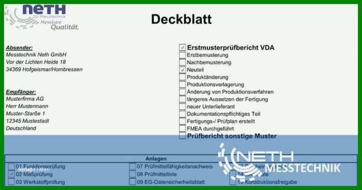 Faszinierend Erstmusterprüfbericht Vda Vorlage Excel 800x420