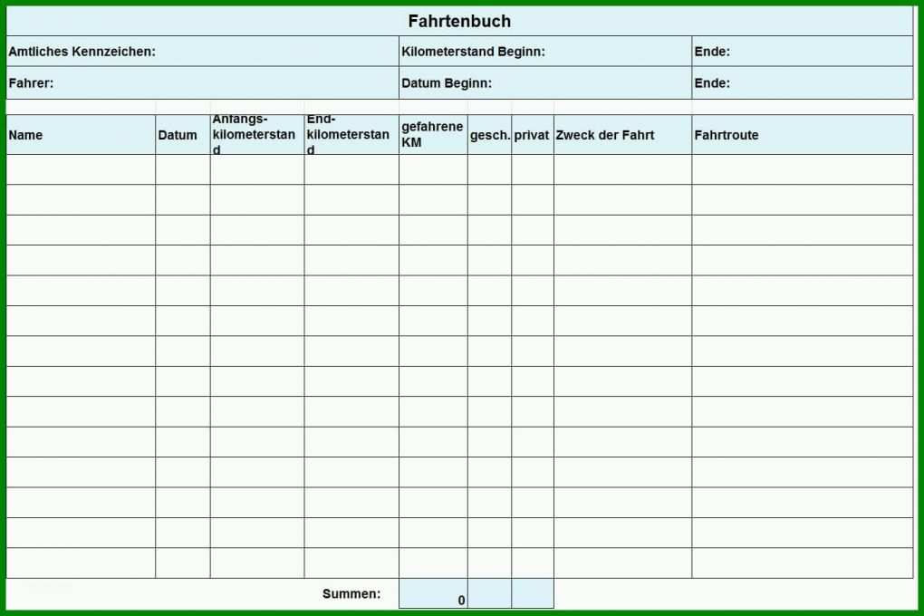 Spezialisiert Fahrtenbuch Vorlage 1404x936