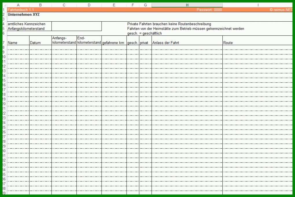 Hervorragend Fahrtenbuch Vorlage 1061x712