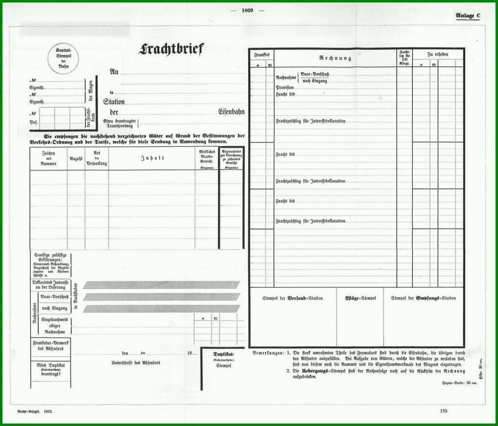 Hervorragen Frachtbrief Vorlage 1200x1026