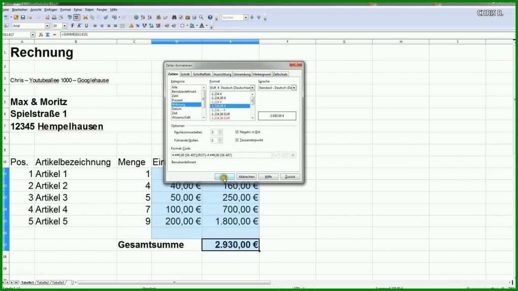 Unvergleichlich Rechnung Excel Vorlage 1280x720