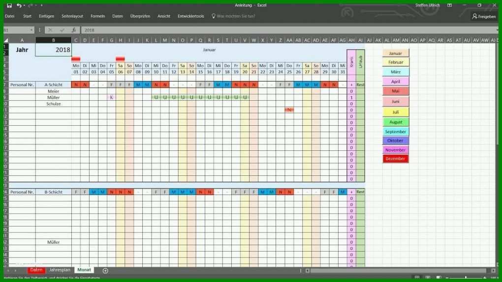 Ausnahmsweise Schichtplan Excel Vorlage 3 Schichten 1280x720