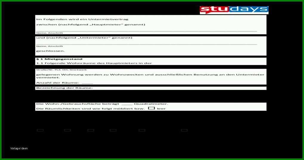 Ideal Untermietvertrag Kostenlose Vorlage 1200x630