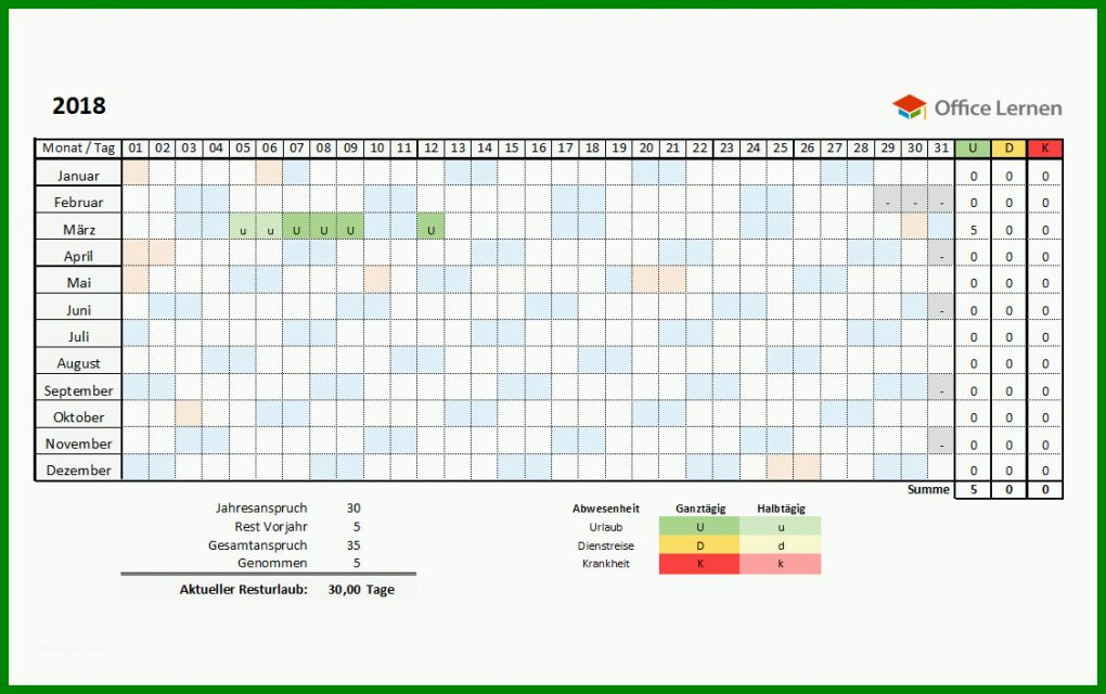 Selten Urlaubsplaner 2018 Excel Vorlage Kostenlos 1126x707