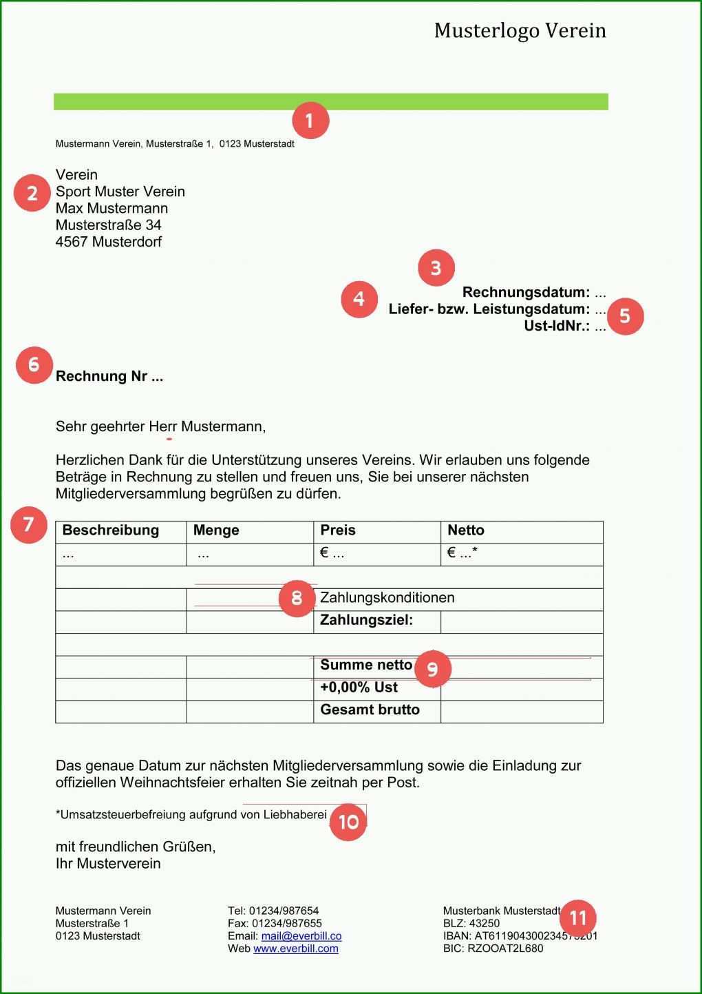 Beeindruckend Vorlage Rechnung Verein 2480x3508