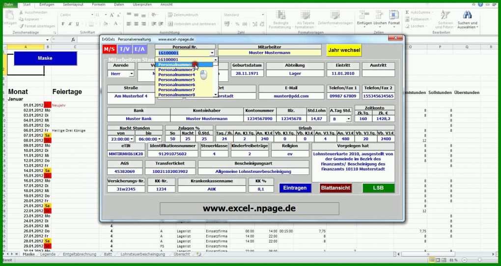 Unvergesslich Access Personalverwaltung Vorlage 1588x846