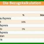 Wunderschönen Bezugskalkulation Excel Vorlage 712x299