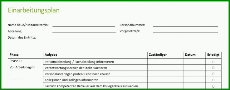 Fabelhaft Einarbeitungsplan Vorlage 970x381