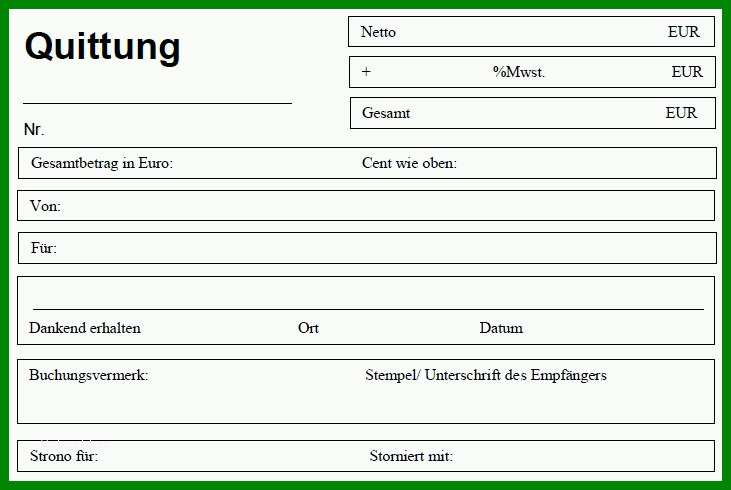 Singular Quittungsvorlage & Quittungsvordruck Zum Quittung Schreiben 567492