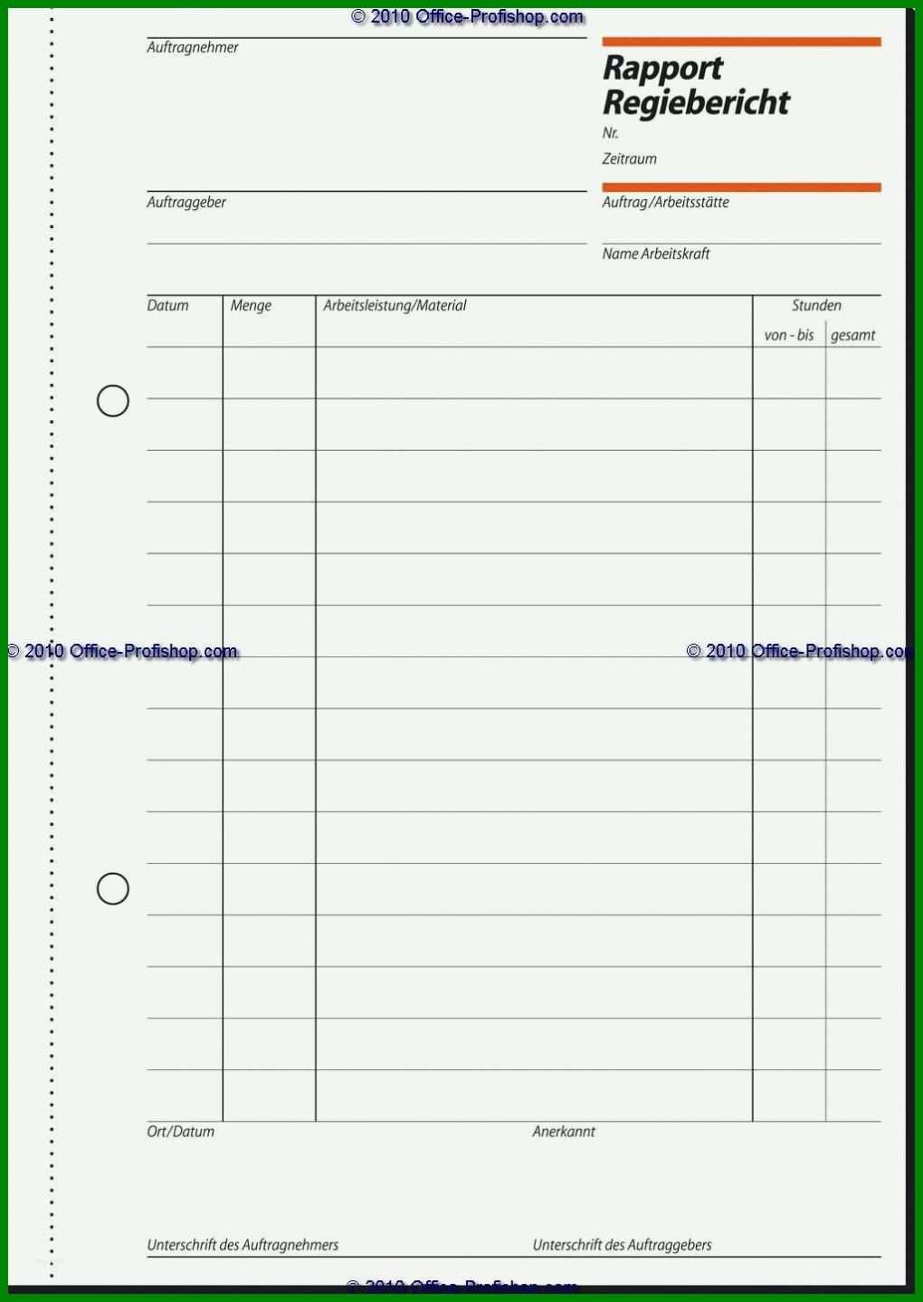 Singular Rapportzettel Vorlage 1024x1444