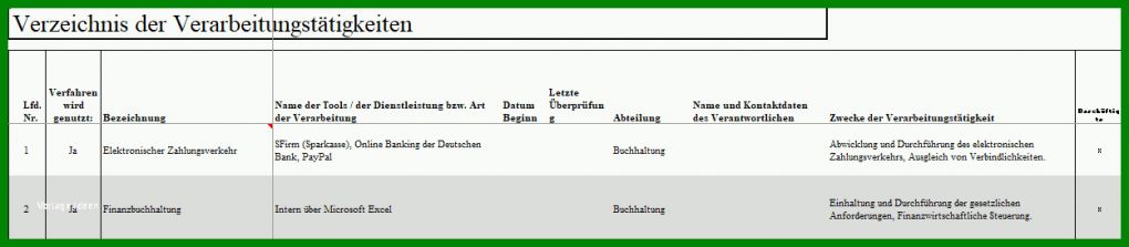 Beeindruckend Verzeichnis Von Verarbeitungstätigkeiten Vorlage Word 1248x273