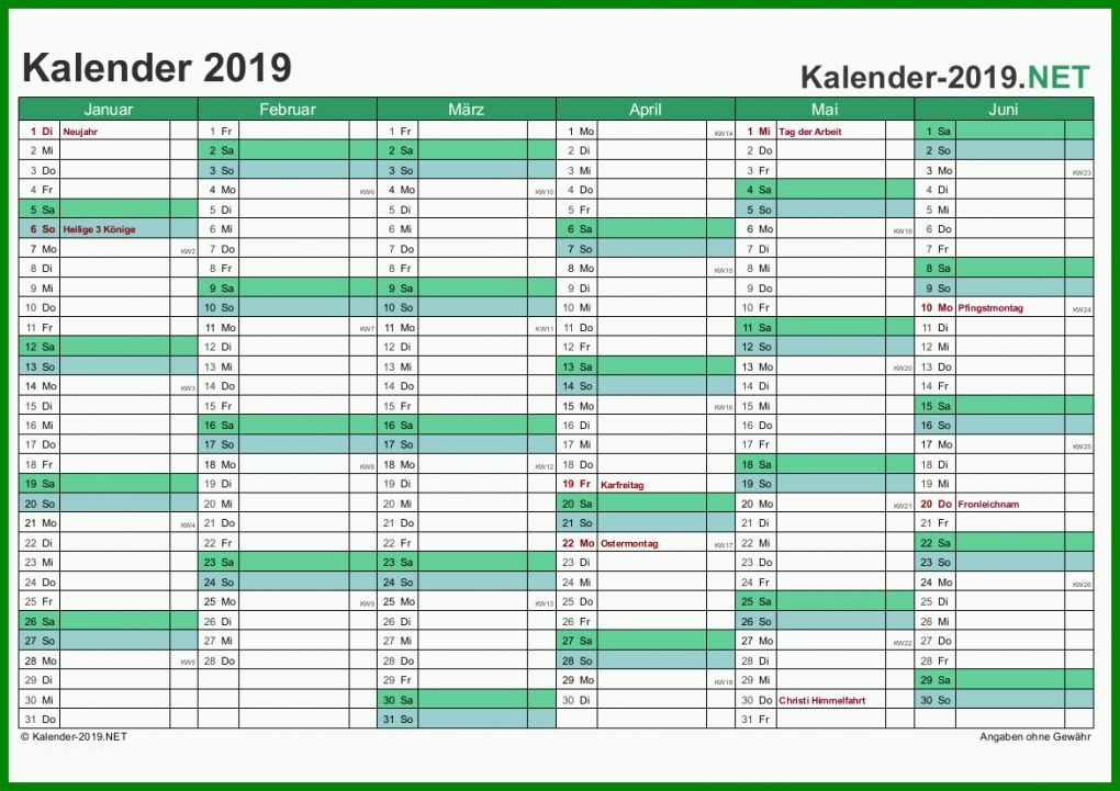 Rühren Wandkalender 2019 Vorlage 1169x826