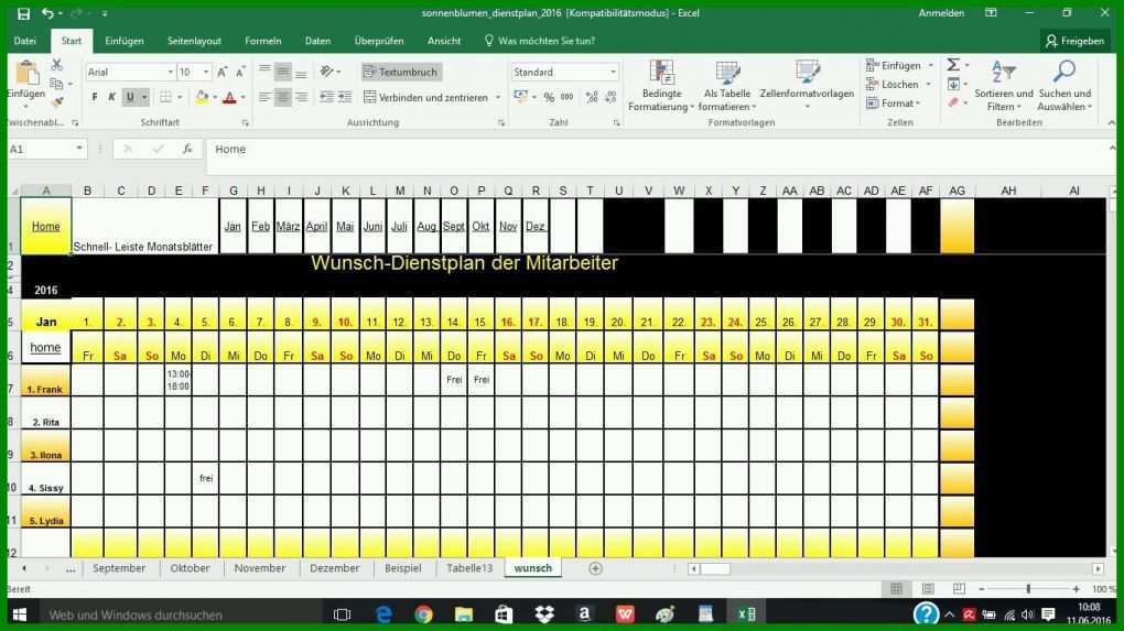 Unvergleichlich Dienstplan Excel Vorlage 1366x768