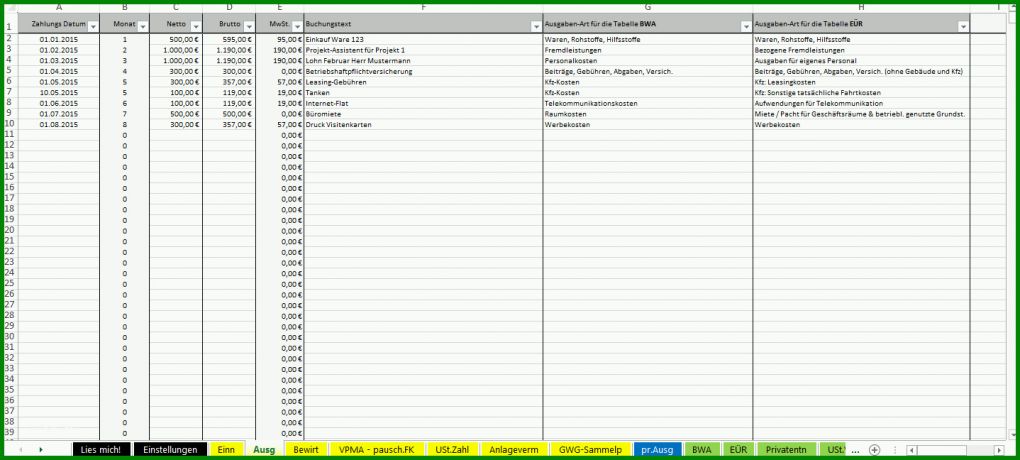 Moderne Einnahmen Ausgaben Rechnung Excel Vorlage 1438x648