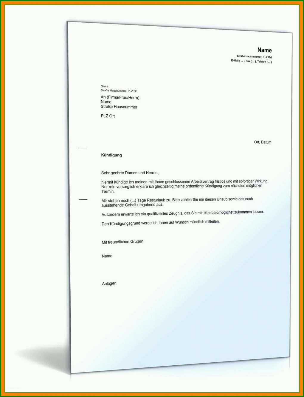 Ausgezeichnet Kündigung Per Email Vorlage 1646x2146