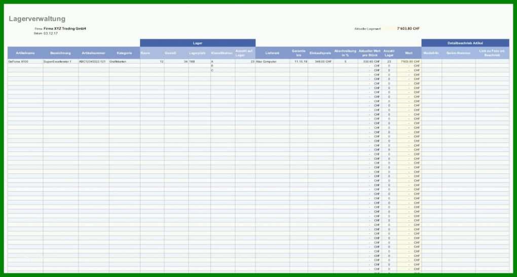 Ungewöhnlich Lagerbestandsliste Excel Vorlage 1201x645