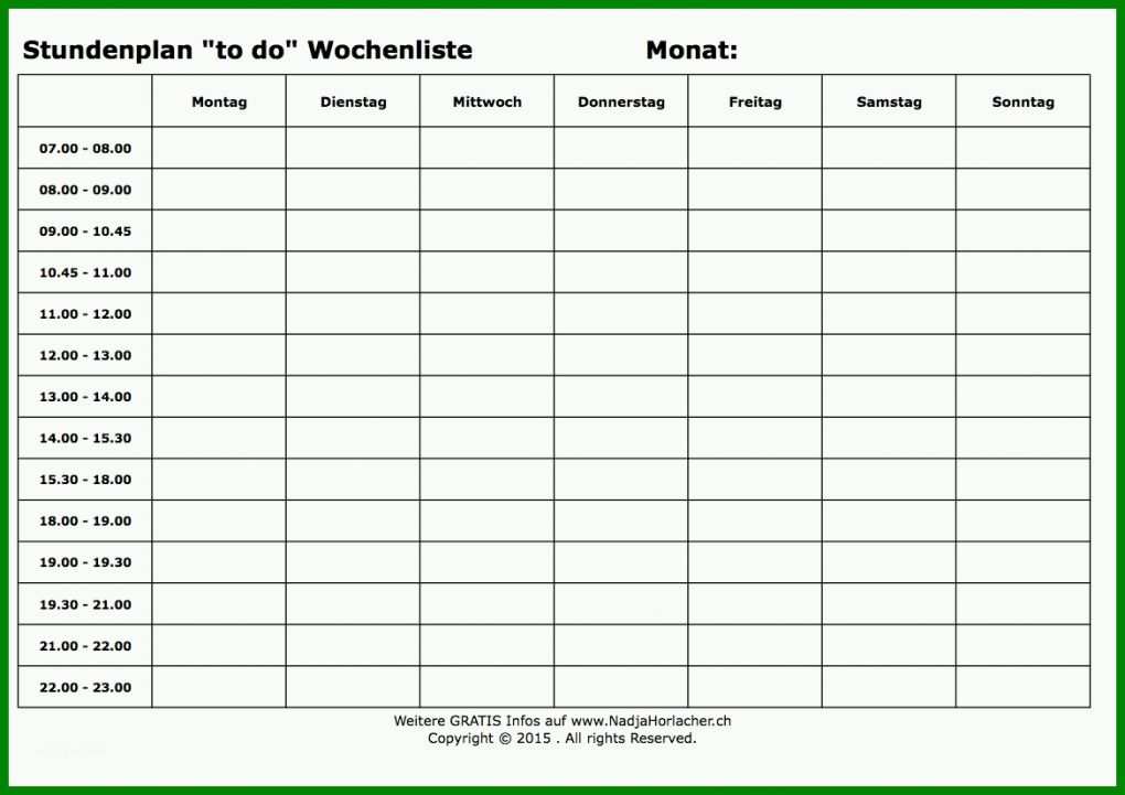 Sensationell Wochenplan Vorlage 1169x826