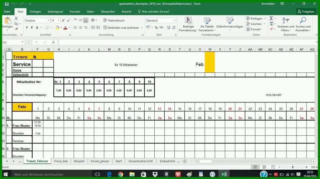 Einzahl Arbeitsplan Erstellen Excel Vorlage 1366x768