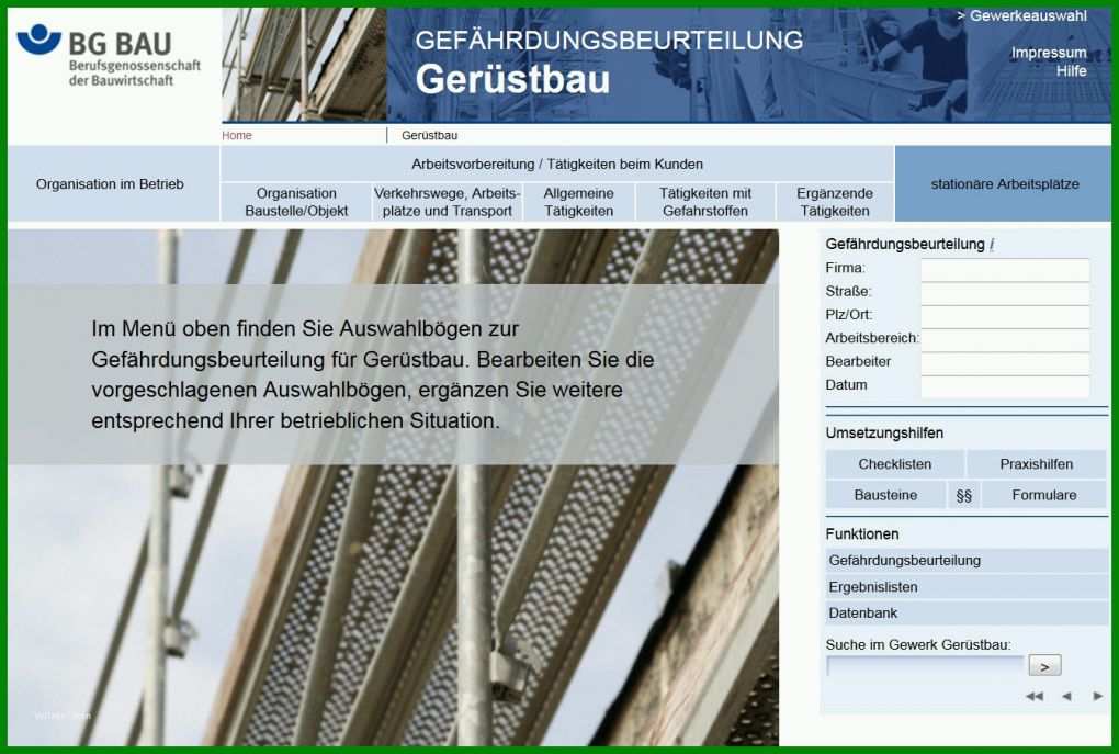 Außergewöhnlich Bg Bau Gefährdungsbeurteilung Vorlage 1340x902