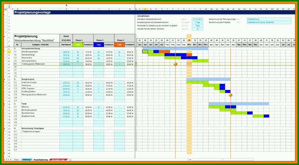 Moderne Excel Zeitplan Vorlage 1750x970