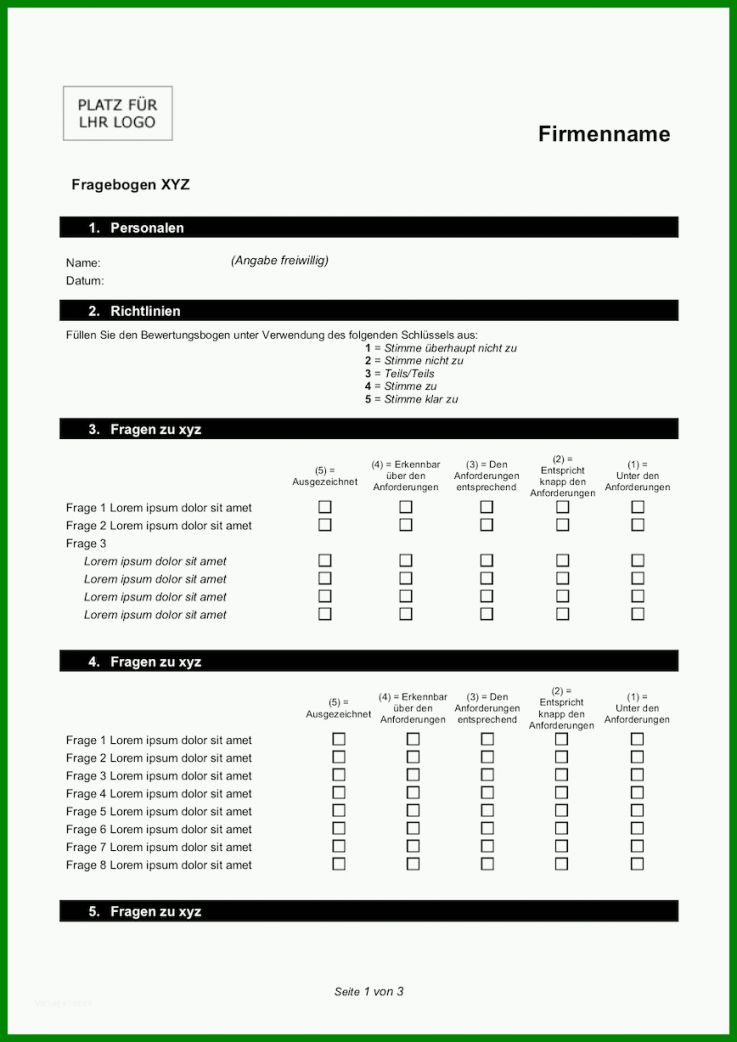 Einzahl Fragebogen Vorlage Word 868x1227