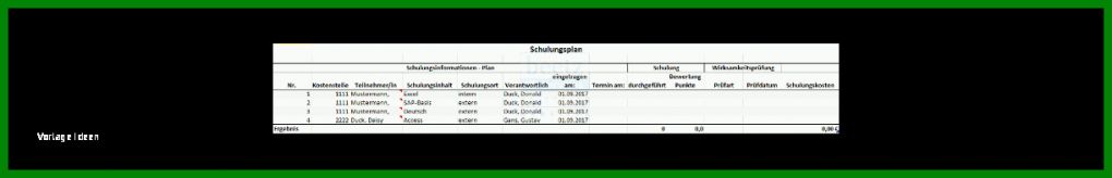 Erstaunlich Mitarbeiter Schulungsplan Vorlage Excel 1222x197