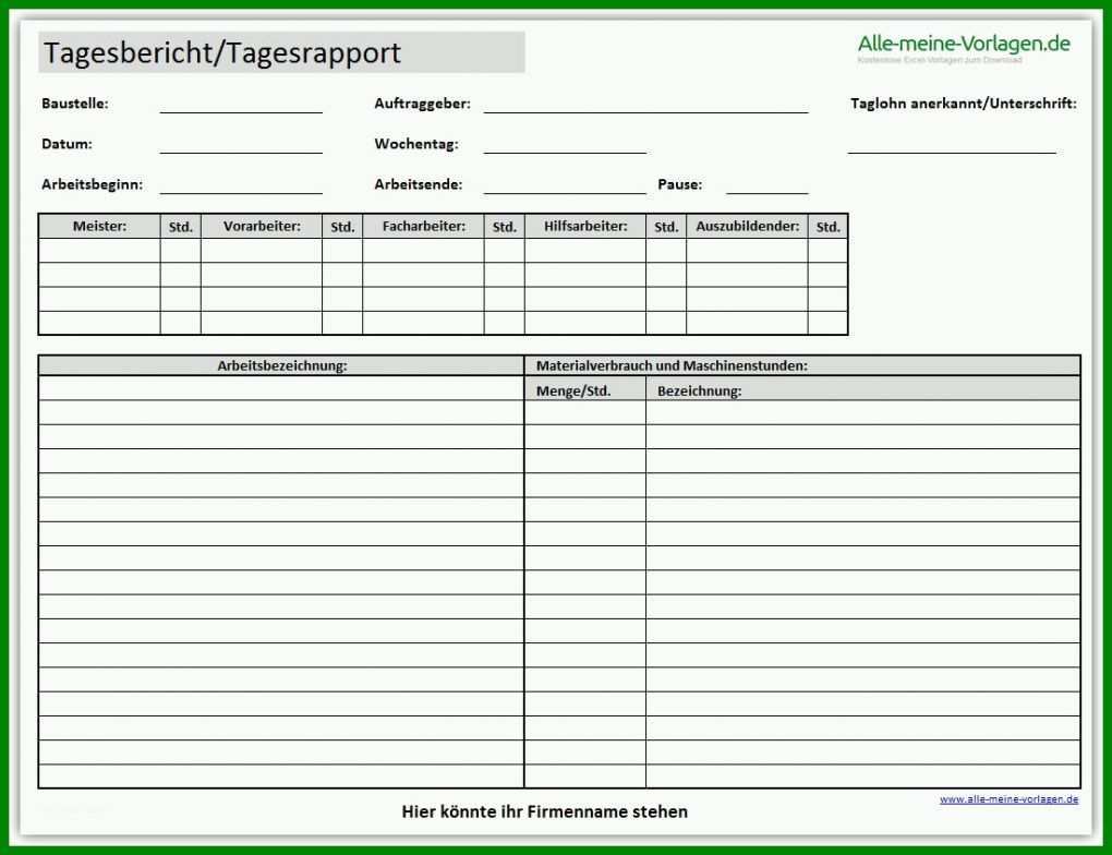 Moderne Montagebericht Vorlage Kostenlos 1099x845