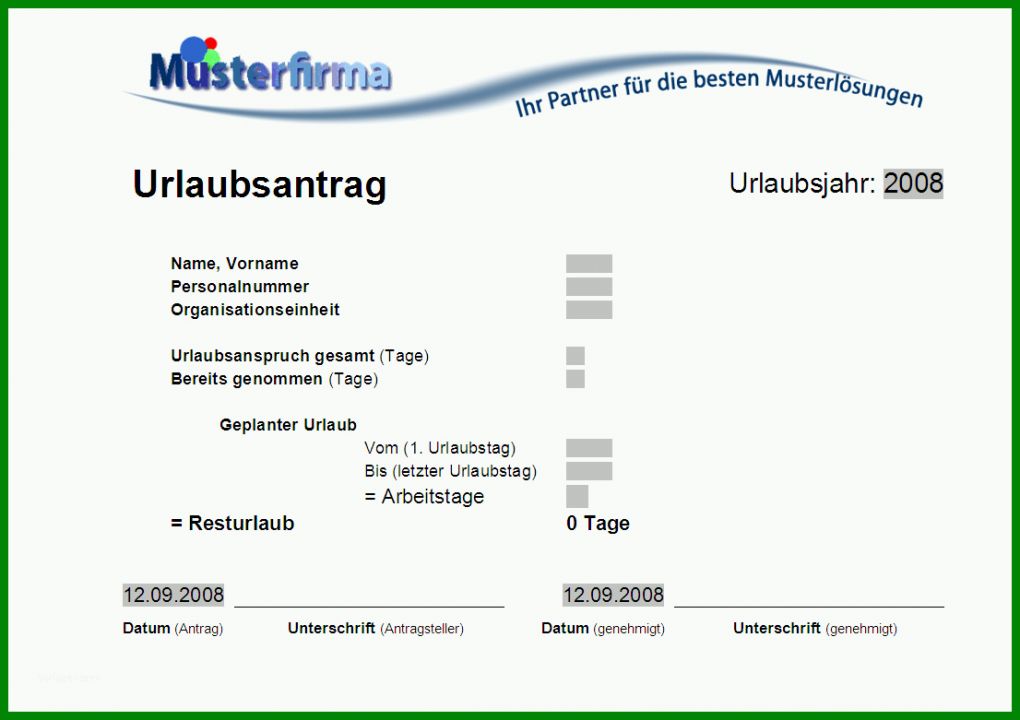 Größte Urlaubsantrag Vorlage 1106x781