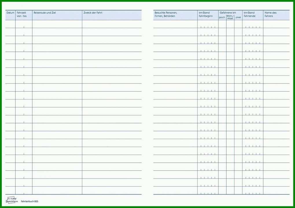 Erschwinglich Fahrtenbuch Vorlage Für Finanzamt 1500x1061