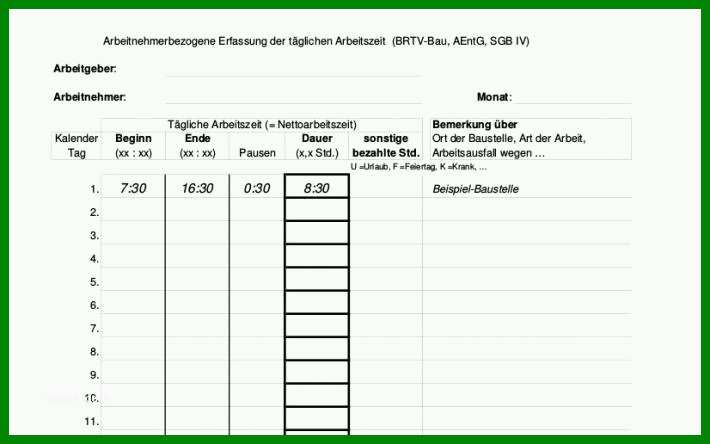 Kreativ Stundenzettel Baustelle Vorlage 710x444