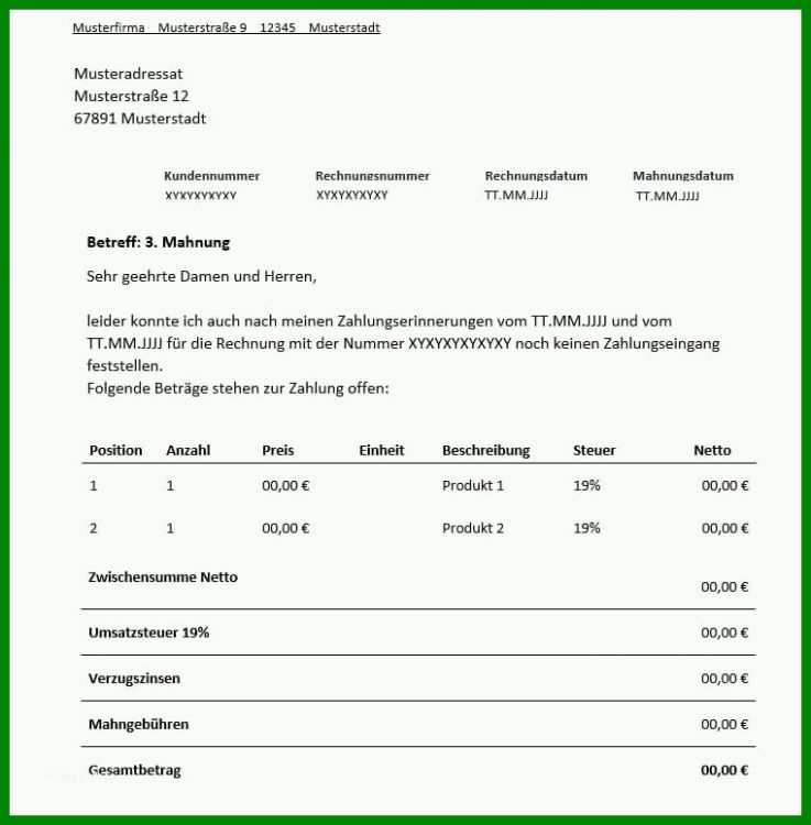 Spezialisiert 3 Mahnung Vorlage 761x774