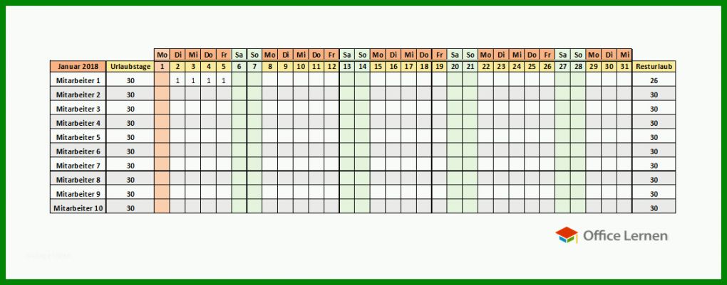 Tolle Download Urlaubsplaner Excel Vorlage 1125x442