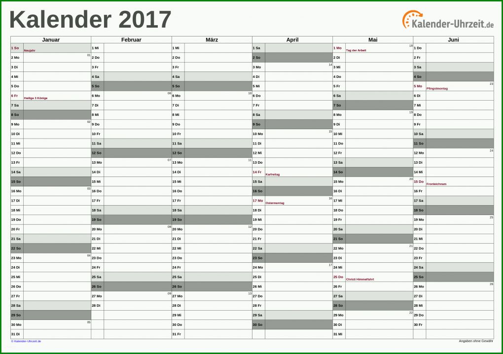 Unvergesslich Excel Vorlage Kalender 2017 3200x2254