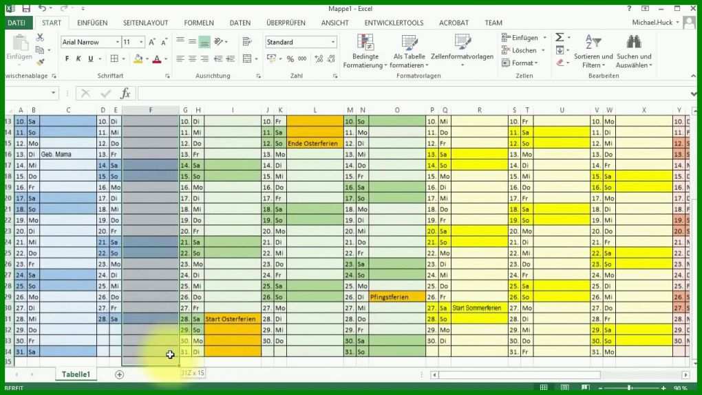 Atemberaubend Excel Vorlage Kalender 1280x720