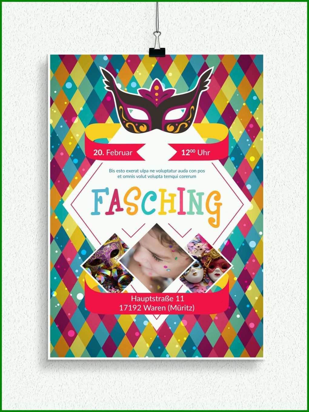 Atemberaubend Fasching Plakat Vorlage Kostenlos 1500x2000