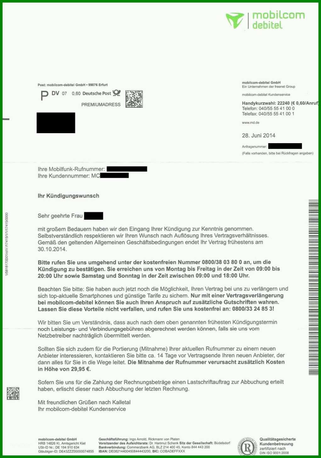 Außergewöhnlich Handyvertrag Mobilcom Debitel Kündigen Vorlage 1121x1599