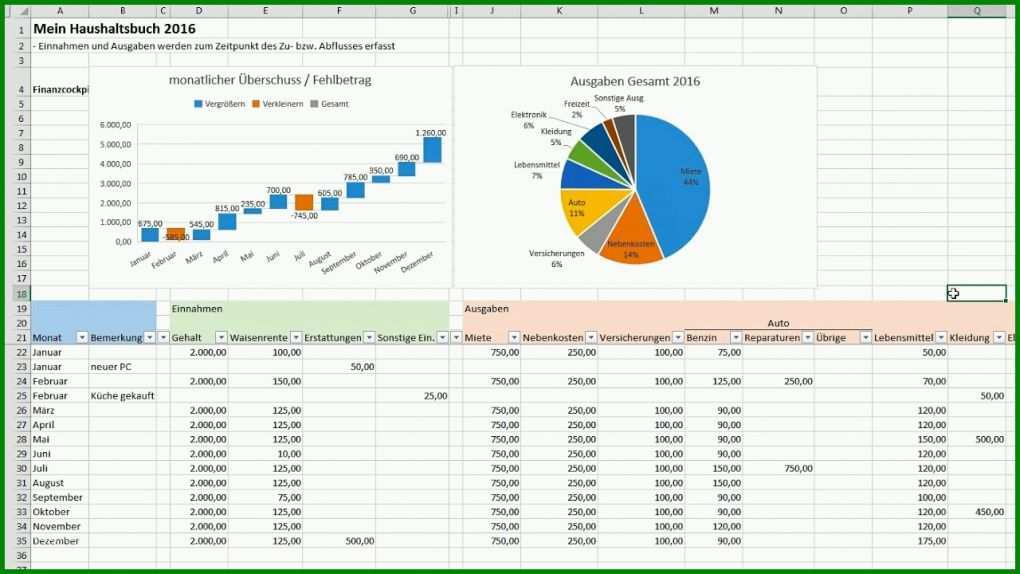 Neue Version Haushaltsbuch Vorlage Excel 1280x720