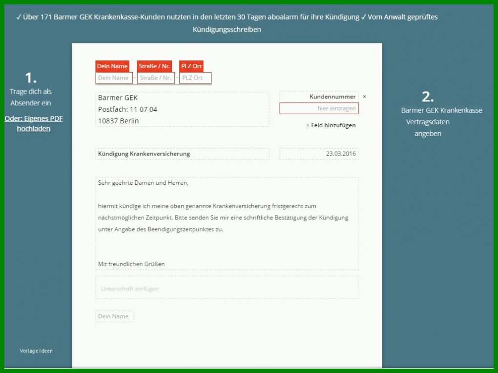 Neue Version Kündigung Vorlage Krankenversicherung 1028x771