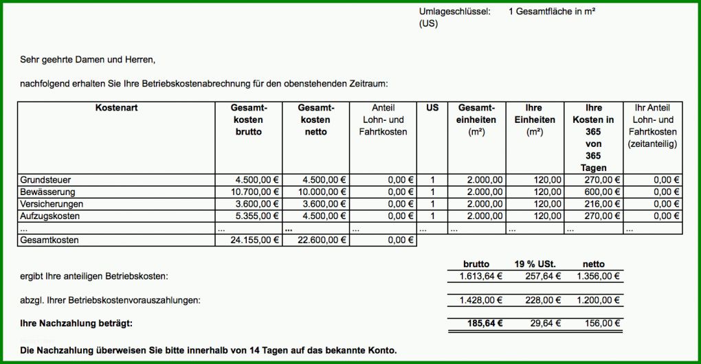 Bemerkenswert Nebenkostenabrechnung Für Vermieter Vorlage 1398x726