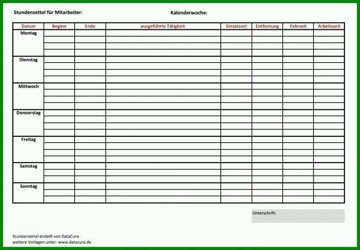 Bestbewertet Vorlage Stundenzettel 1052x731